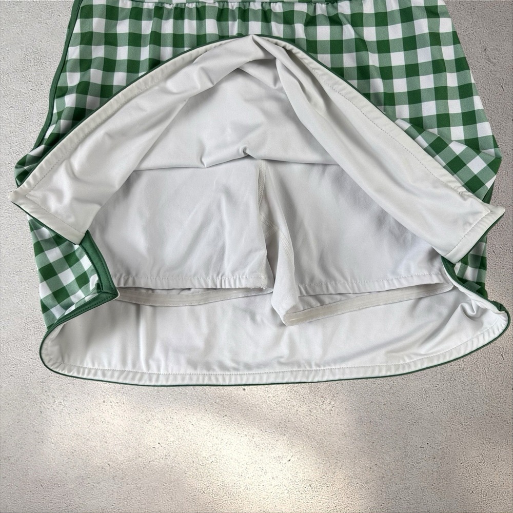 TNUCK Sport Tuckernuck Tennis Skirt Green White Gingham Check Plaid Size Small - Picture 4 of 8